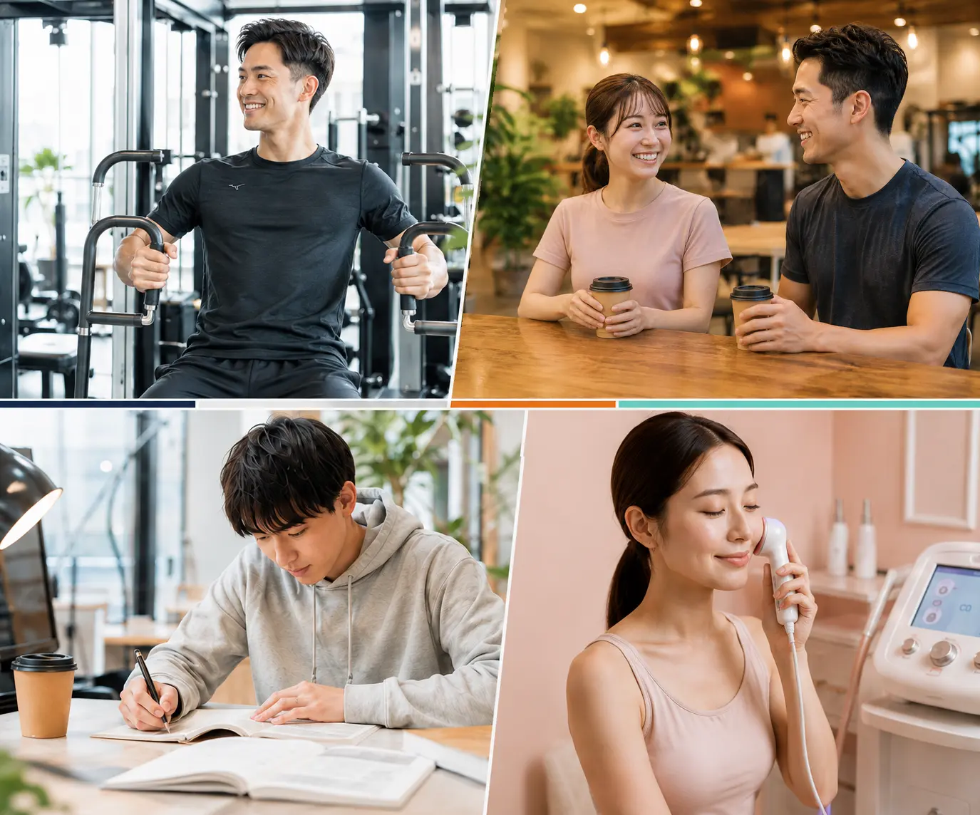 フィットネス、カフェ、自習室、セルフエステを利用するP・SPOのイメージ